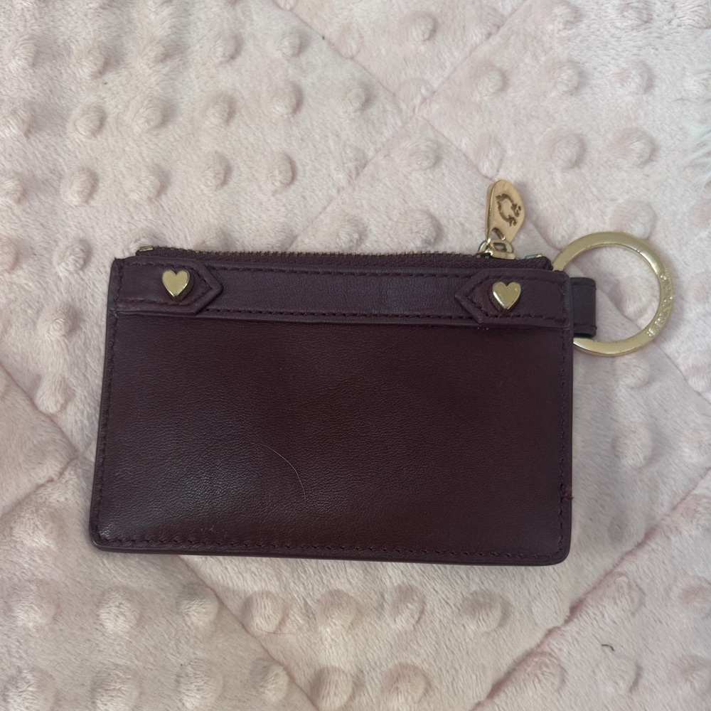 C. Wonder Burgundy Card Holder with Gold Heart Accents